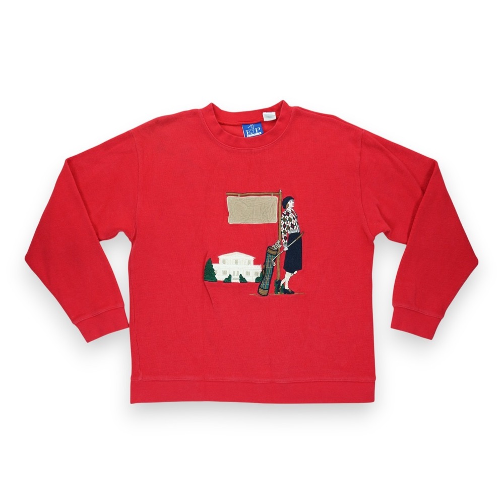 Vintage‎ EP Pro Women's Golf Embroidered Crew Neck Sweater Size L Red